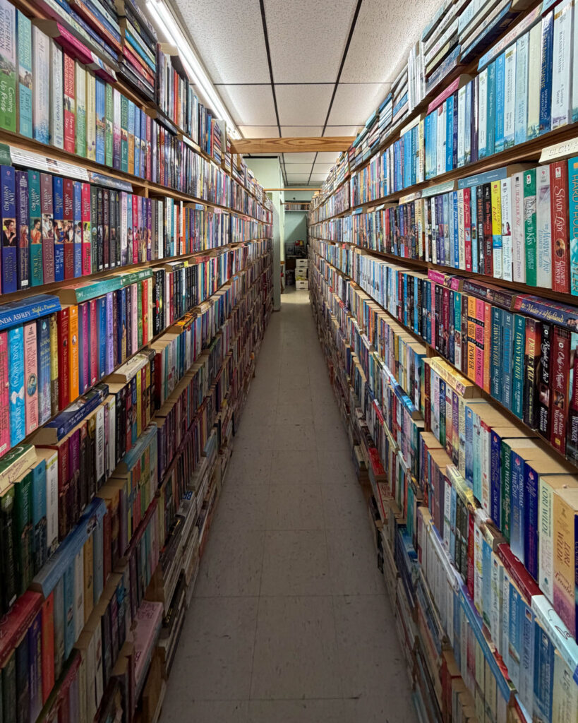 Reading nook and book displays inside Books INK used bookstore